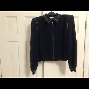 St John Marie Gray collection navy knit jacket
